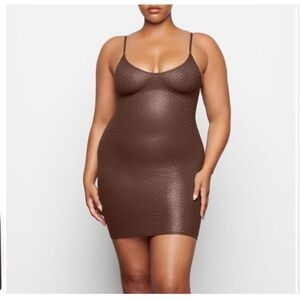 Skims Logo mesh Foil Cami dress size 3X in Cocoa NEW